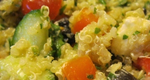Veggie, Almond, and Raisin Quinoa Salad