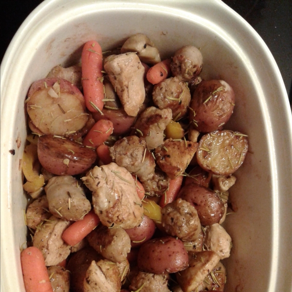Crispy Oven-Roasted Rosemary Chicken with Sausage and Potatoes