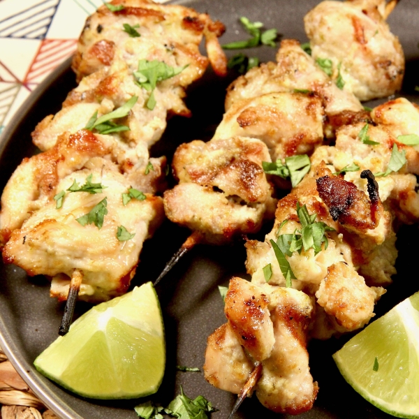 Lime-Ginger Chicken Kabobs with Peanut Sauce