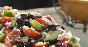 Greek Salad on Roasted Garlic French Bread
