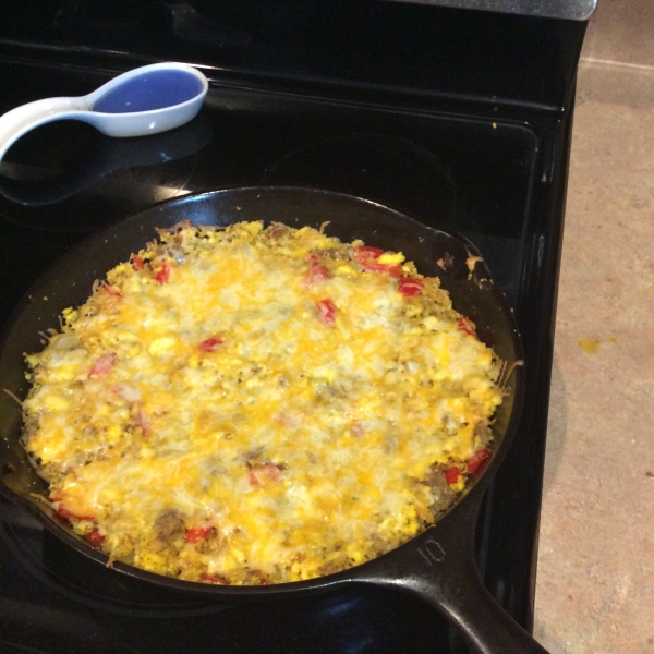 Scrambled Eggs with Sausage and Cornbread