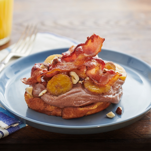 Hazelnut Spread Toast with Bacon and Bananas
