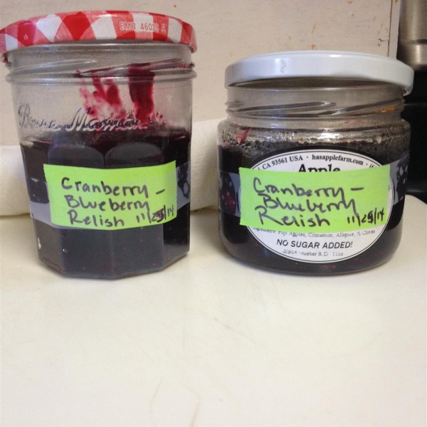 Festive Fresh Blueberry and Cranberry Relish