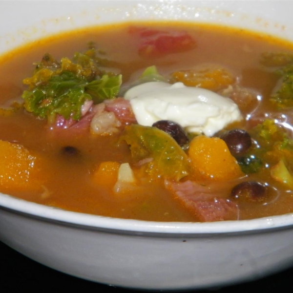 Pumpkin, Kale, and Black Bean Stew
