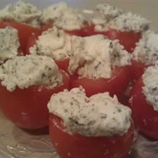 Cherry Tomatoes Filled with Goat Cheese