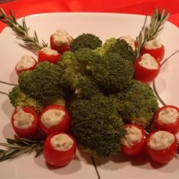 Cherry Tomatoes Filled with Goat Cheese