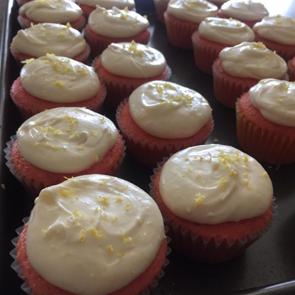 Strawberry Cupcakes with Lemon Zest Cream Cheese Icing