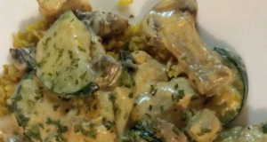 Easy Chicken with Mushrooms and Zucchini in Cream Sauce