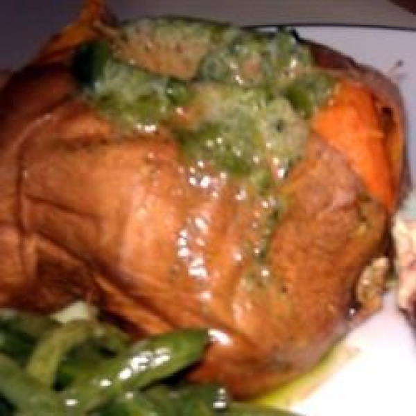 Sweet Potatoes with Poblano Butter Topping