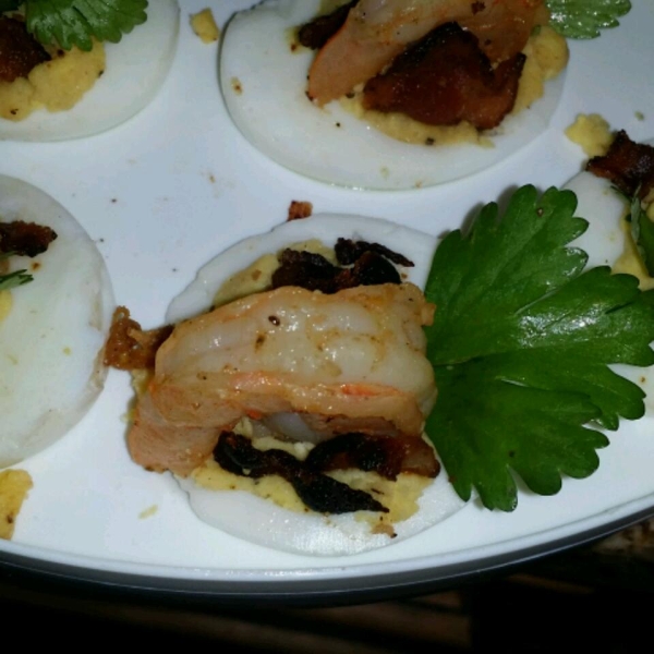 Shrimp and Bacon Deviled Eggs