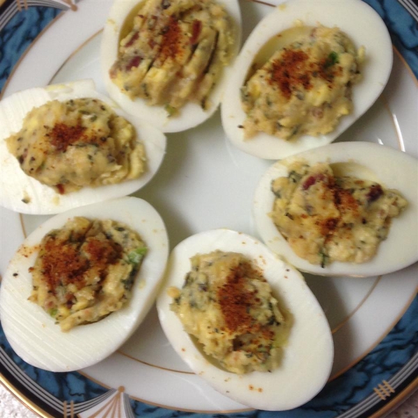 Shrimp and Bacon Deviled Eggs
