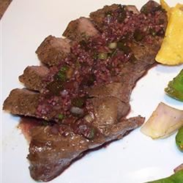 Flank Steak with Garlic Wine Sauce