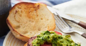 Ham Bagel with Smashed Avocado, Tomato, and Roasted Jalapeno Cream Cheese