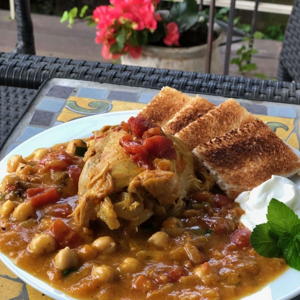 Instant Pot Chicken Tagine with Apricots and Chickpeas