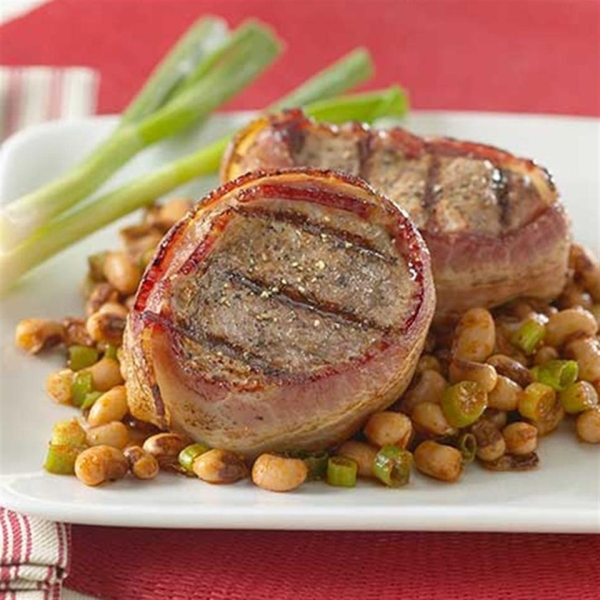 Bacon Wrapped Pork Filets with Texas Caviar