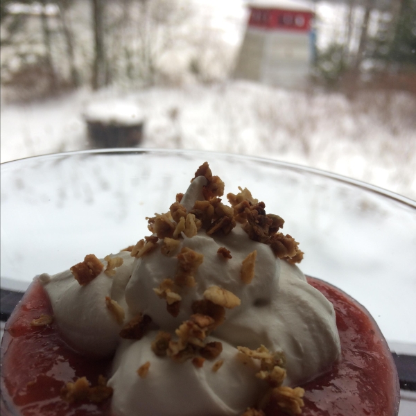 Strawberry Rhubarb Compote with Vanilla Bean-Infused Coconut Cream
