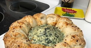 Spinach and Artichoke Dip in Pizza Dough Ball Ring