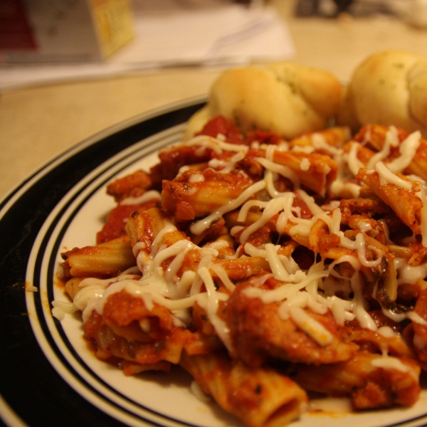 Rigatoni with Pizza Accents