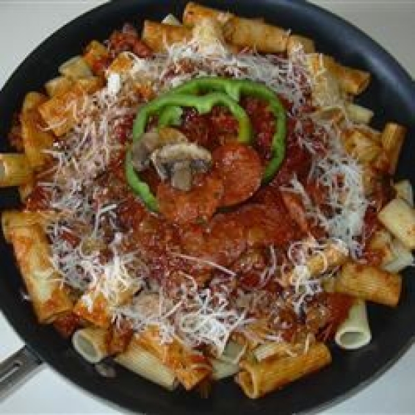Rigatoni with Pizza Accents