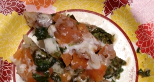 Grilled Cod with Spinach and Tomatoes