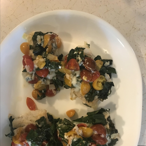 Grilled Cod with Spinach and Tomatoes