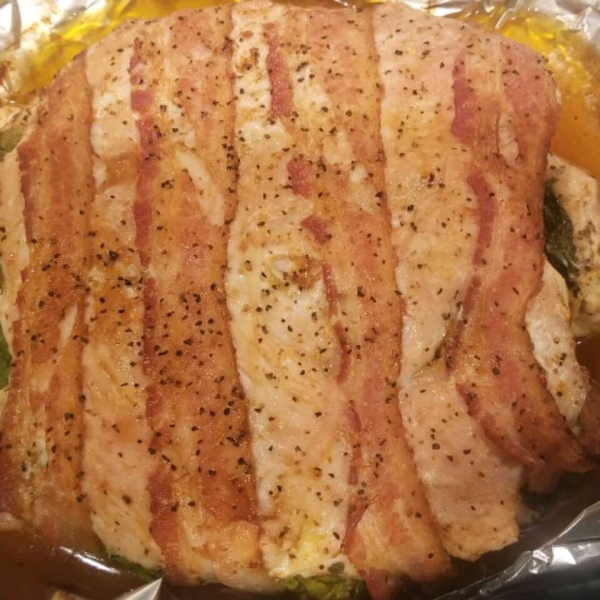 Bacon-Wrapped Turkey Breast Stuffed with Spinach and Feta