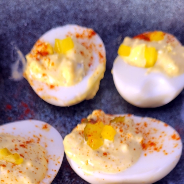 Bread and Butter Pickle Deviled Eggs