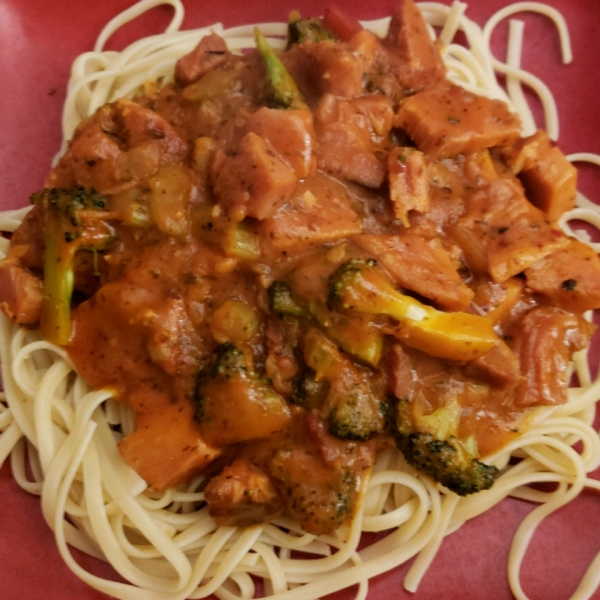Fettuccini with Mushroom, Ham and Rose Sauce