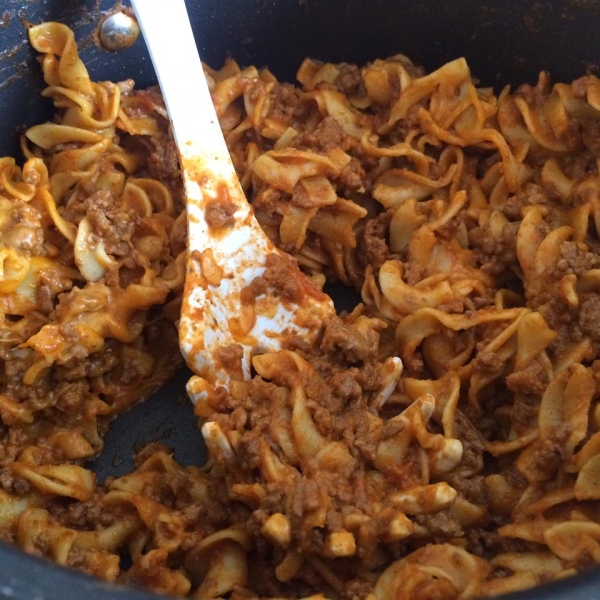 NO YOLKS® One Pot Cheesy Taco Noodles