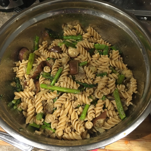 Roasted Eggplant and Asparagus Pasta Salad