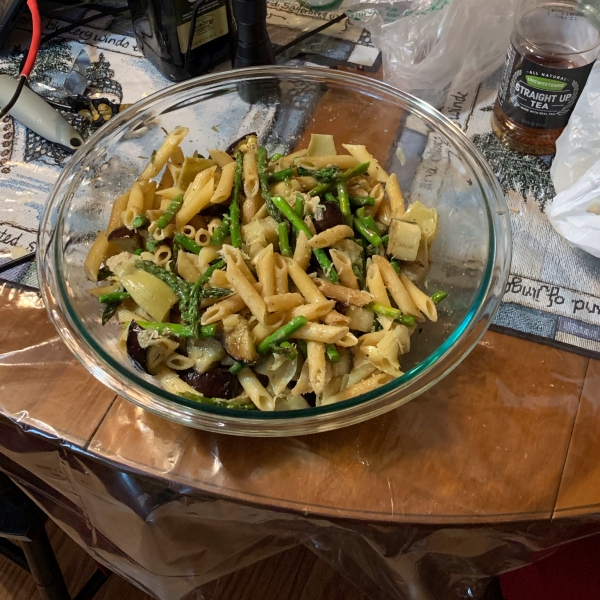 Roasted Eggplant and Asparagus Pasta Salad
