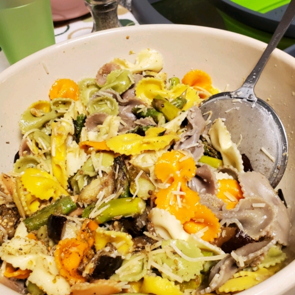 Roasted Eggplant and Asparagus Pasta Salad