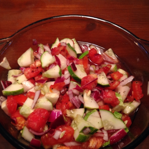 Tomato, Cucumber and Red Onion Salad with Mint