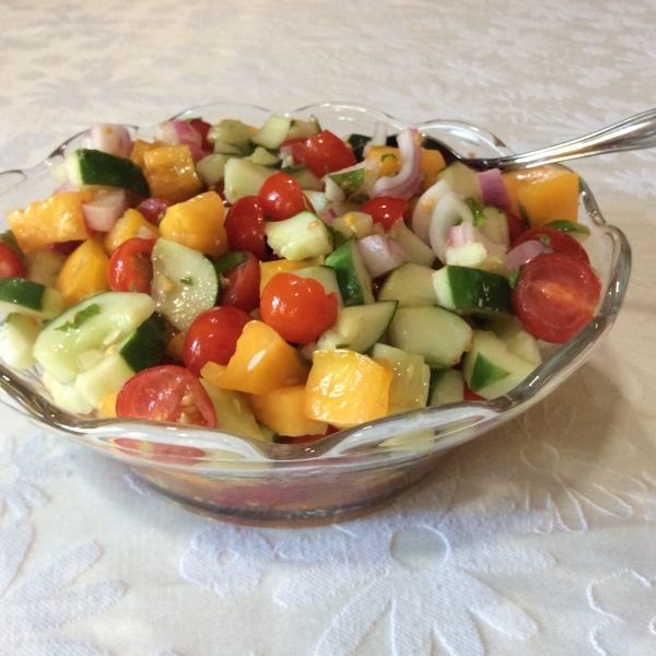 Tomato, Cucumber and Red Onion Salad with Mint
