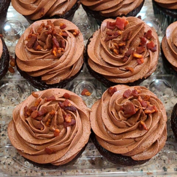 Dark Chocolate Bacon Cupcakes