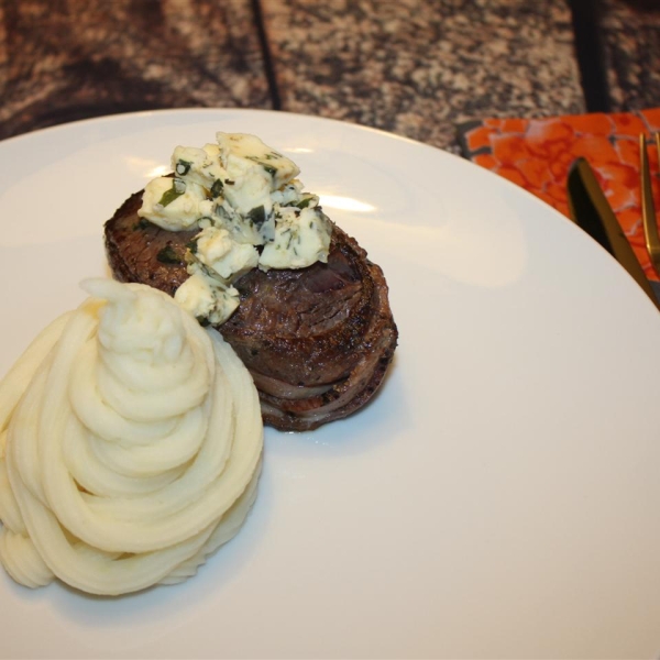 Bacon Wrapped Filets with Smokey Bleu Cheese