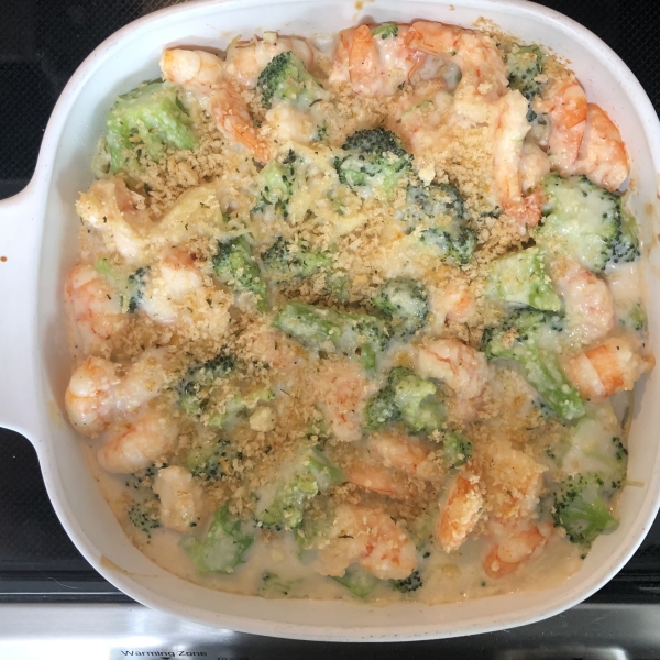 Shrimp Alfredo Broccoli Bake