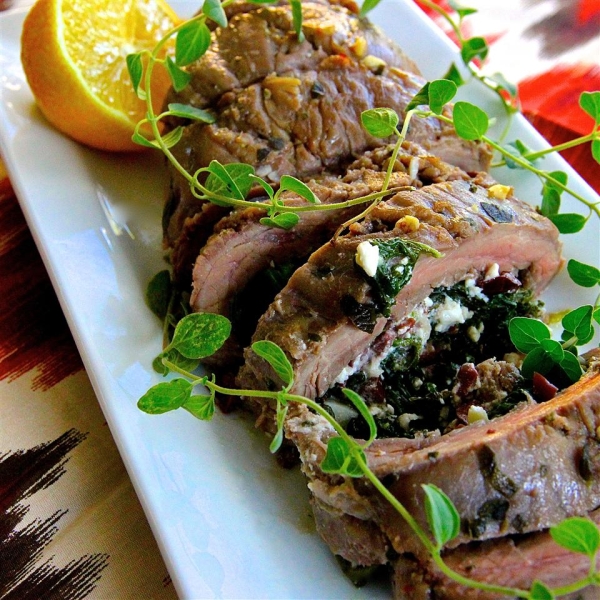 Greek Stuffed Bison Steak