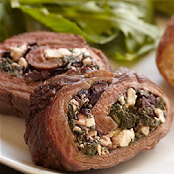 Greek Stuffed Bison Steak