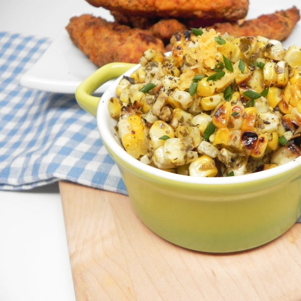 Grilled Corn Basil Pesto Salad