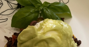 Tex-Mex Eggs Benedict with Grilled Potato Slabs and Avocado-Lime Hollandaise