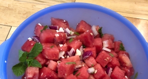 Watermelon Salad with Mint Dressing