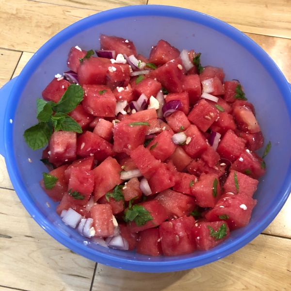 Watermelon Salad with Mint Dressing