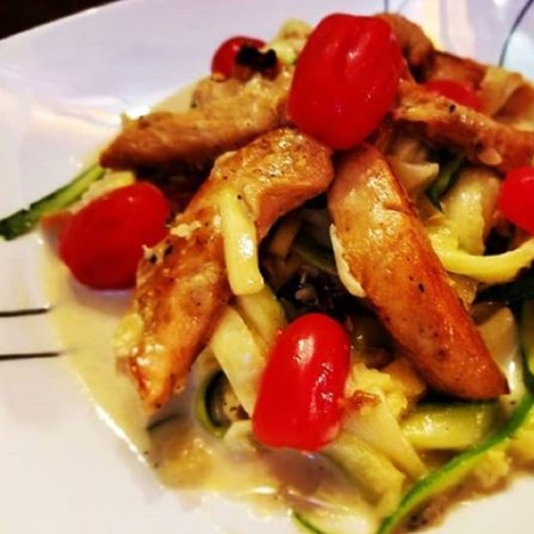 Mike's Epic Zoodle Fettuccine Alfredo with Chicken