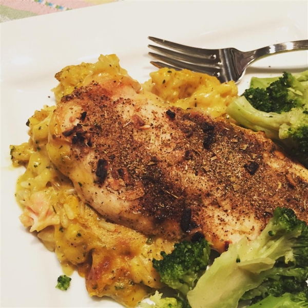 Creamy Chicken Rice and Veggie Bake