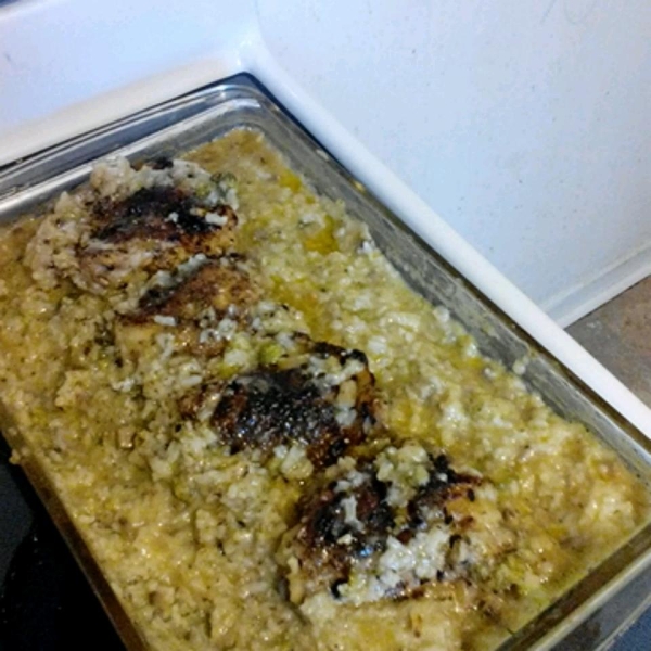 Creamy Chicken Rice and Veggie Bake