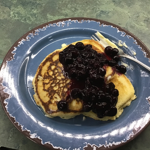 Lemon Ricotta Pancakes with Blueberry Sauce