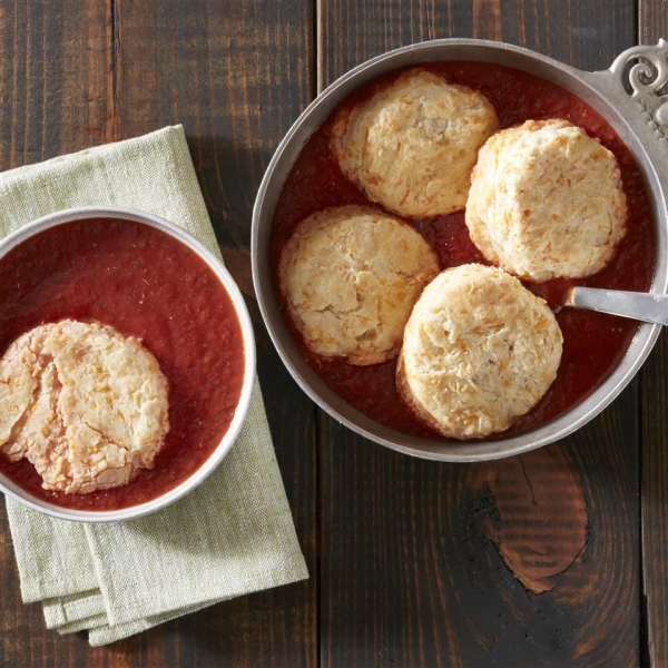 Cheddar Dumpling Tomato Soup