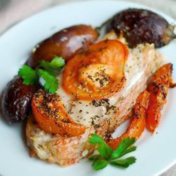 Baked Sea Bass with Vegetables