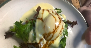 Hash Cake Eggs Benedict with Balsamic Glaze